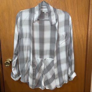 Lucky Brand One Pocket Plaid Shirt In Light Grey